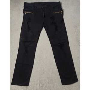 Robins Jeans Men's Size 42x35 Moto Biker Slim Straight Stretch Double Knee